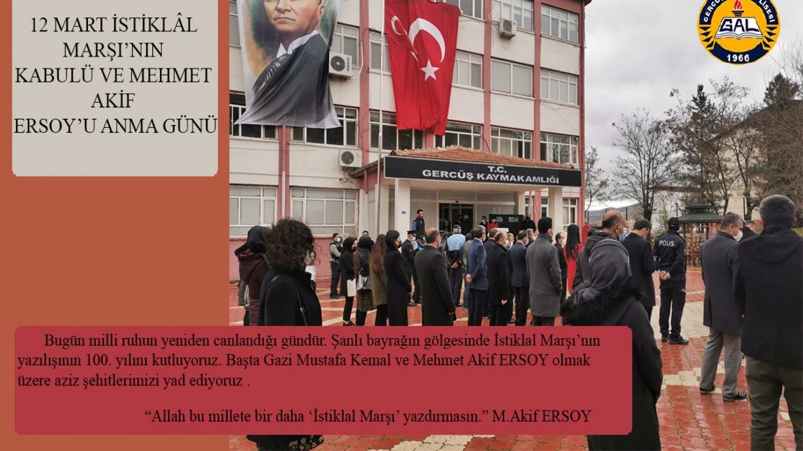 12 Mart İstiklâl Marşı'nın Kabulü ve Mehmet Akif ERSOY'u Anma Günü